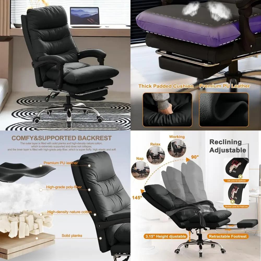 Sedia da scrivania da gioco ergonomica girevole con schienale alto e funzione reclinabile per un comodo uso in ufficio domestico