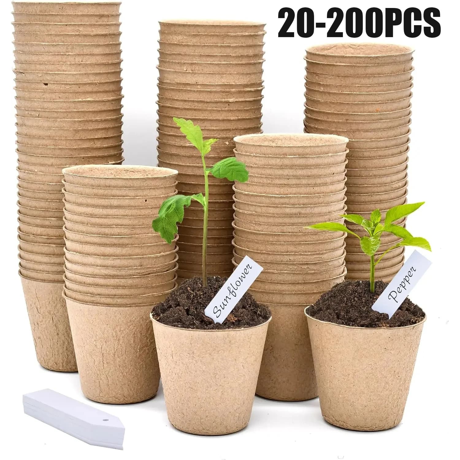 Vasi in Torba Biodegradabili, Contenitori in Carta per Trapianto, Vasi per Piante e Semenzali, Vassoio per Germinazione Semi, Kit Eco-Giardino