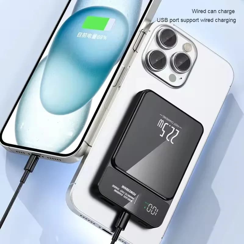 Power Bank Magnetico Portatile da 30000mAh con Ricarica Rapida Wireless 22.5W, Alimentatore d'Emergenza per iPhone 12 13 14 15 16 Xiaomi