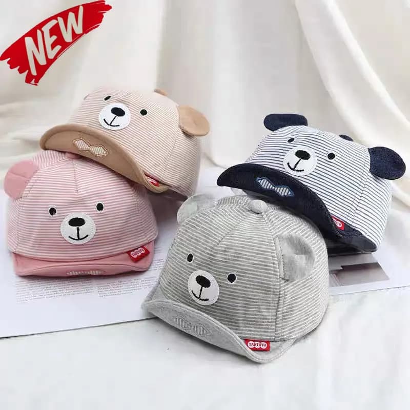 Cappello da sole con orso carino Cappello in morbido cotone Berretto da baseball per bambini per bambini Cappello da sole primaverile estivo per bambina