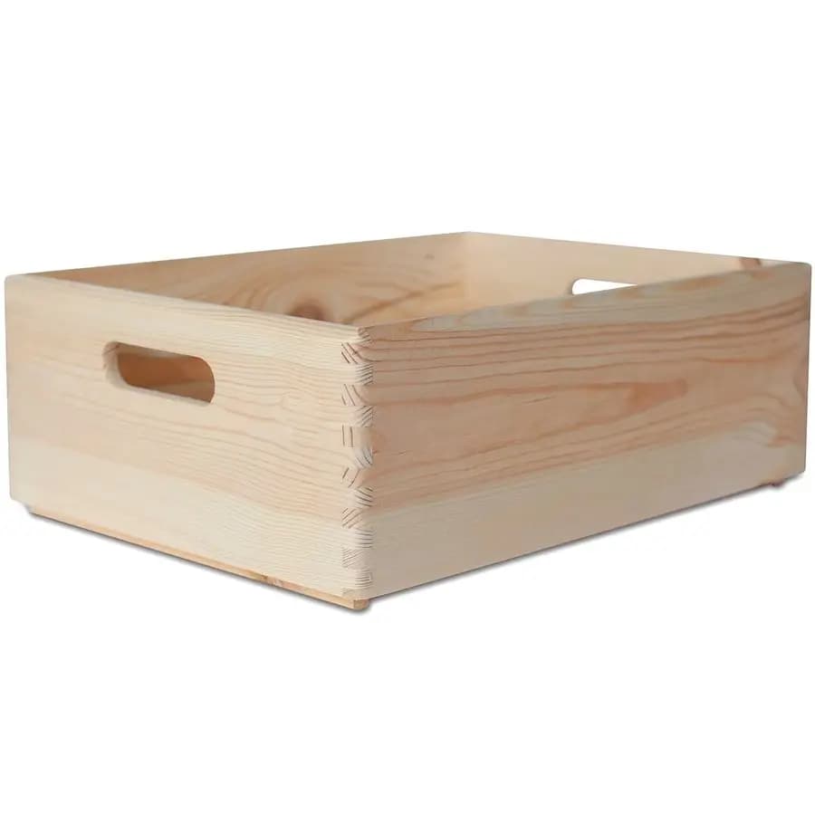 Box in Wood with Handles 15.74x11.81x5.1in, Container Box Not Finished for Conservation and Exhibition, Multipurpose for Craftsmanship