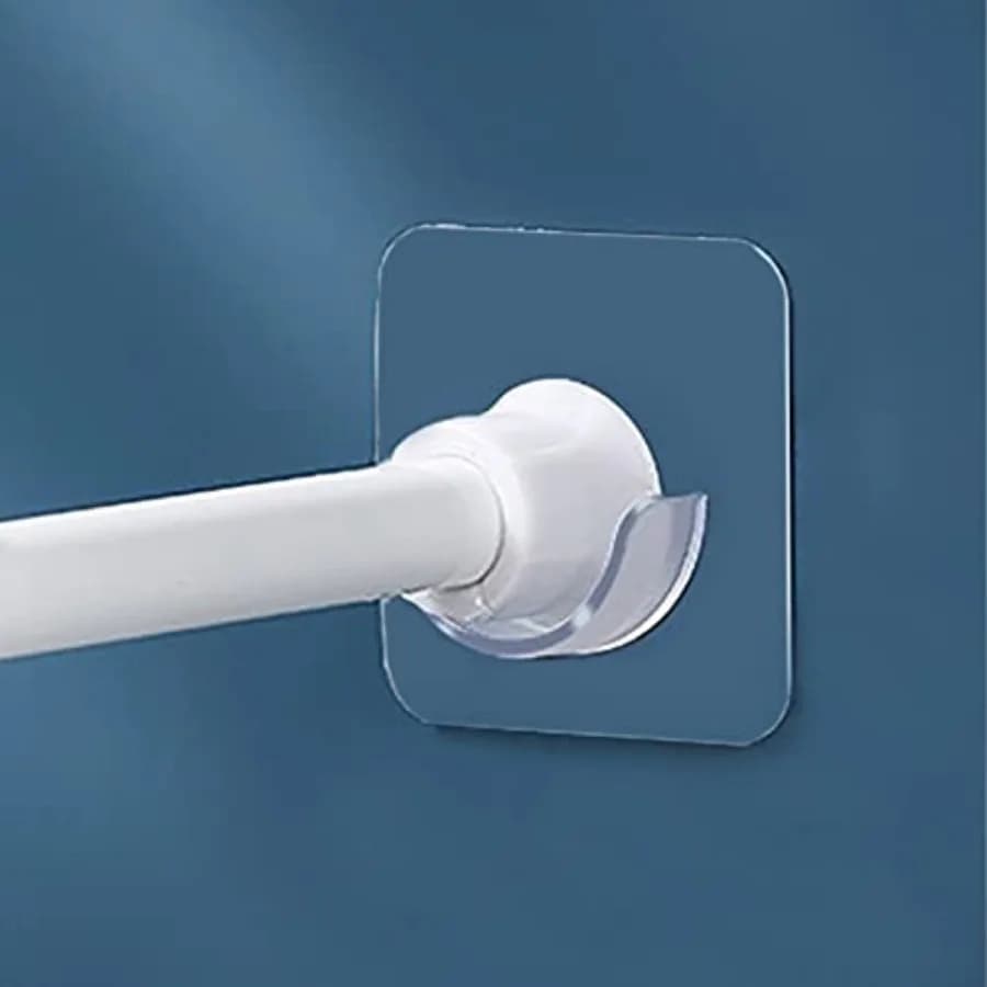 Spring Tension Rod Holder, 4 Packs 1.18 Inches Small Transparent Shower Rod Bracket No Drilling, Small Adhesive Tension Curtain