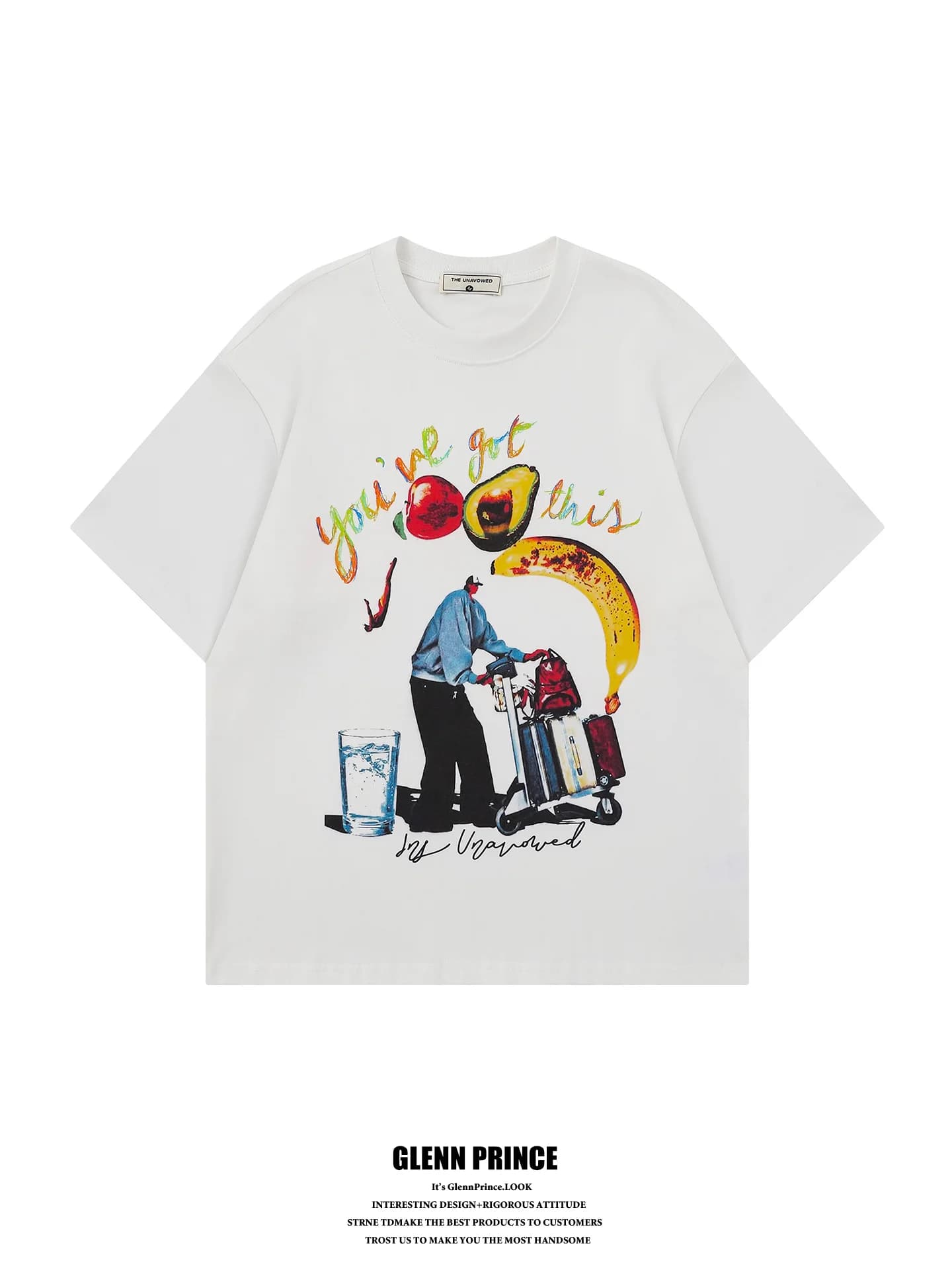 GPstudio American Retro Graffiti Short Sleeve T-Shirt Men's High Street Trend Versatile Cotton Casual Comfortable Top