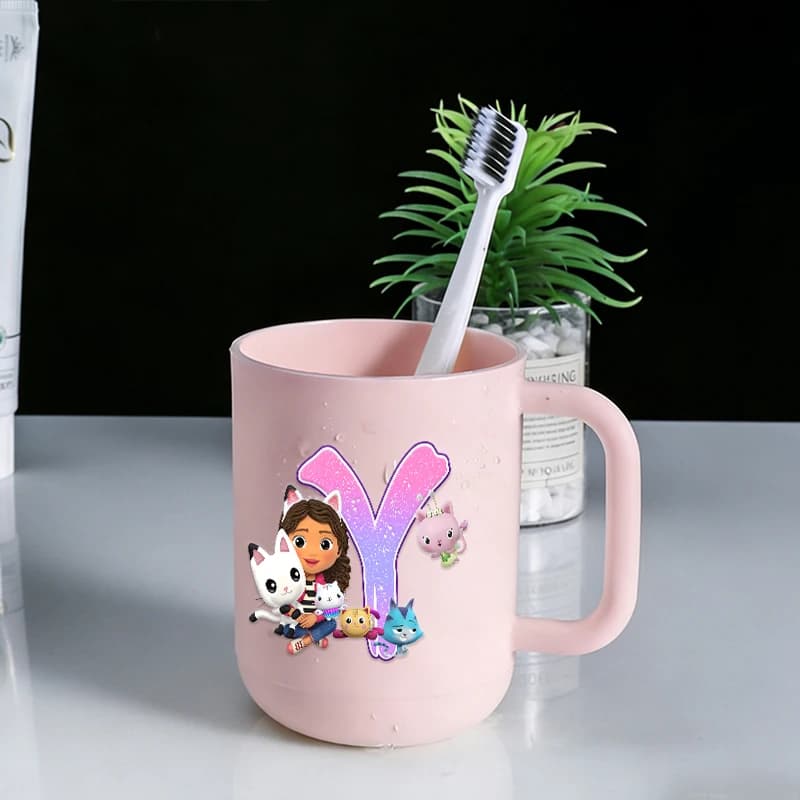 Tazza Portaspazzolino per Bambine Gabbys Dollhouse, con Stampa Gatto Cartone Animato, Bicchieri per Risciacquo Orale Quotidiano, Tazze per Risciacquo, Portaspazzolino per Bagno Domestico