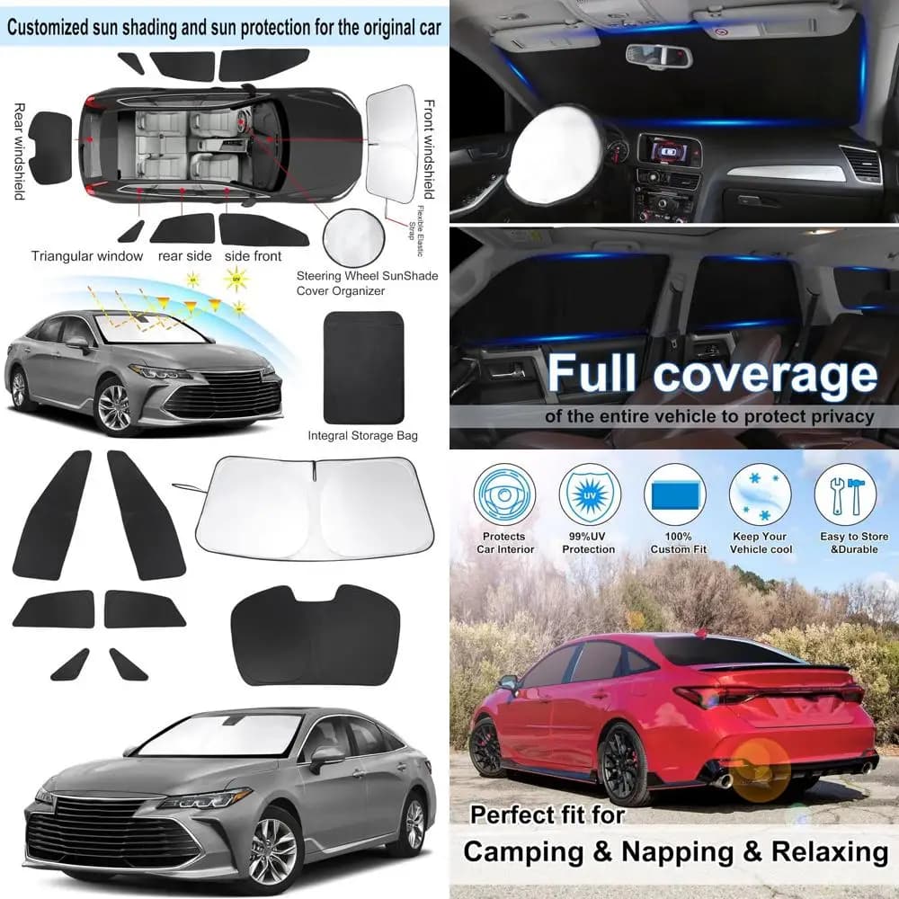 Parasole per parabrezza su misura per Avalon 2019-2022, parasole pieghevole, set completo, protezione per la privacy, mantiene l'auto fresca