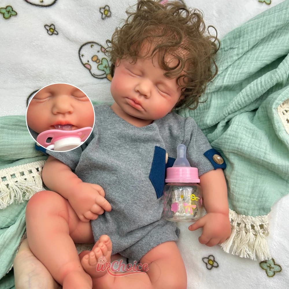50cm Loulou Silicone Reborn Doll with Rooted Hair Weighted Body Realistic Soft Therapy Doll for Alzheimer Care