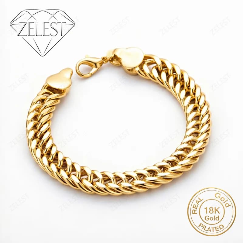 925 Sterling Silver 18K Gold Plated 8-inch 10mm Exquisite Cuban Bracelet for Men and Women, Party Gift Jewelry