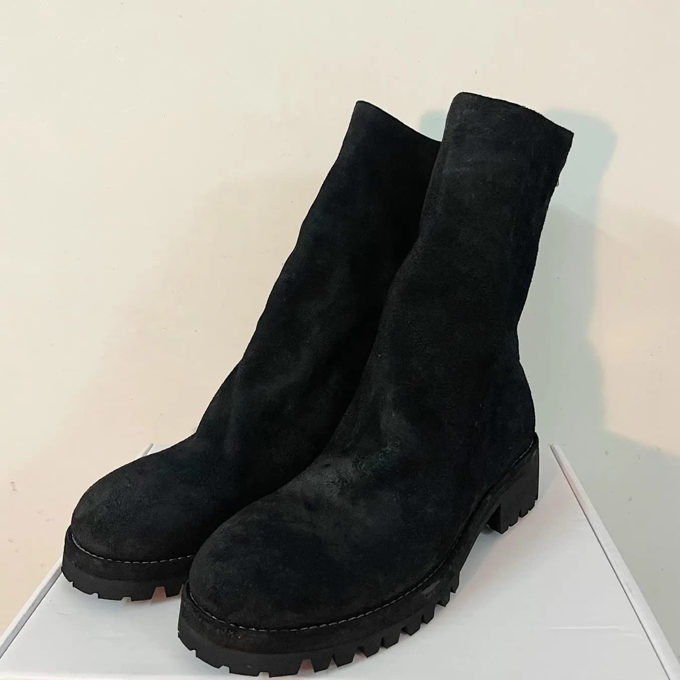 Customized Goodyear Handmade 788VB Real Suede Leather Horsehide 4.5cm Heel Slim Fit Zipper Boots