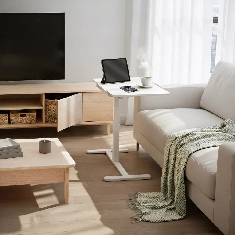 Carrello porta laptop regolabile Techni Mobili Sit-to-Stand, bianco