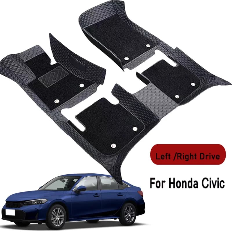 Car Floor Mats for Honda Civic 2007 2008 2009 2010 2011-2025 Customauto Foot Pads Automobile Carpet Cover Interior Accessories