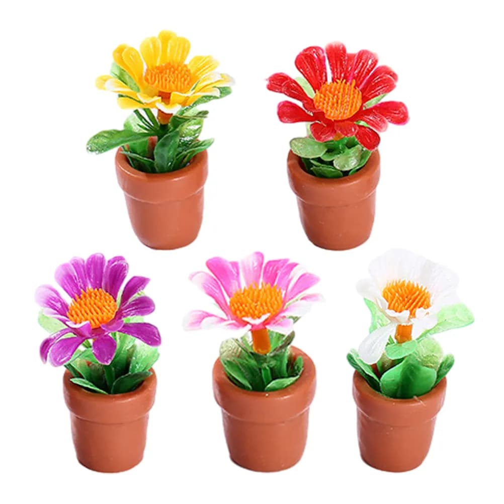 Set di 5 Mini Bonsai Artificiali in Vaso, Decorazione per Casa e Giardino, Accessori per Foto, Piccoli Bonsai da Scrivania