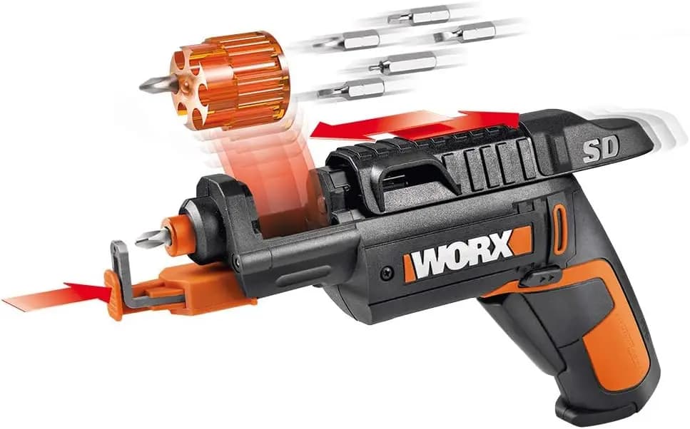 Rechargeable battery electric screwdriver set with 6 tips, screw support and charger: lightweight and efficient