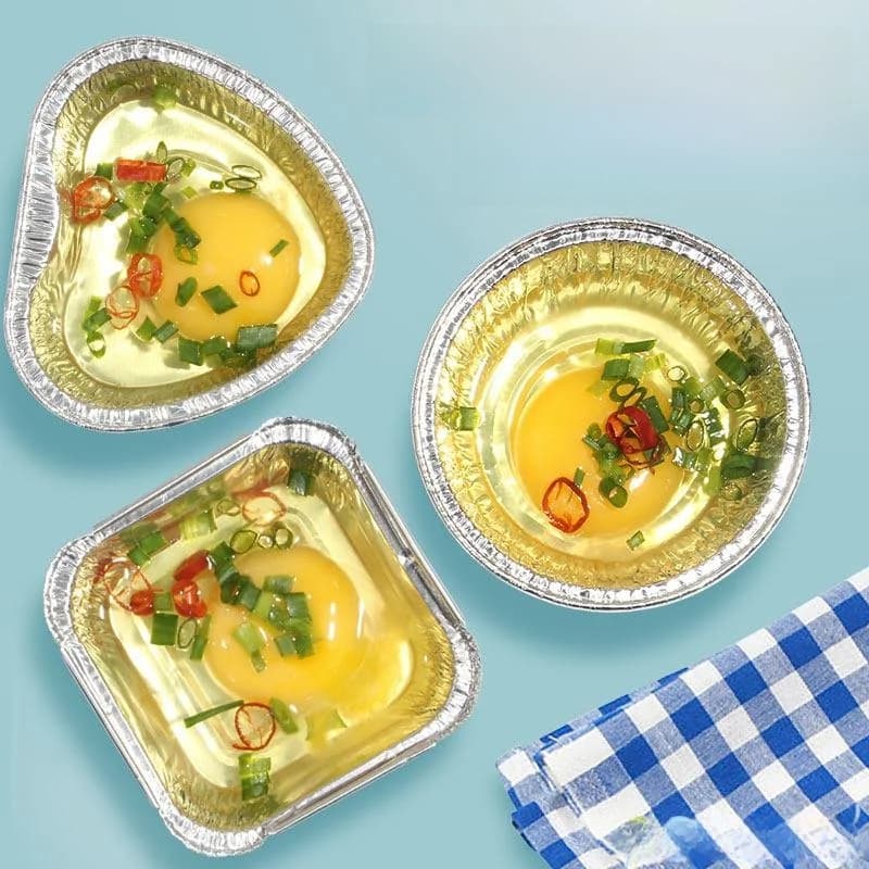 Box/Ciotola Special in Aluminium Heart Shape for Barbecue, Oven, Disposable Eggs, Air Fryer, Small Round Dinner Box