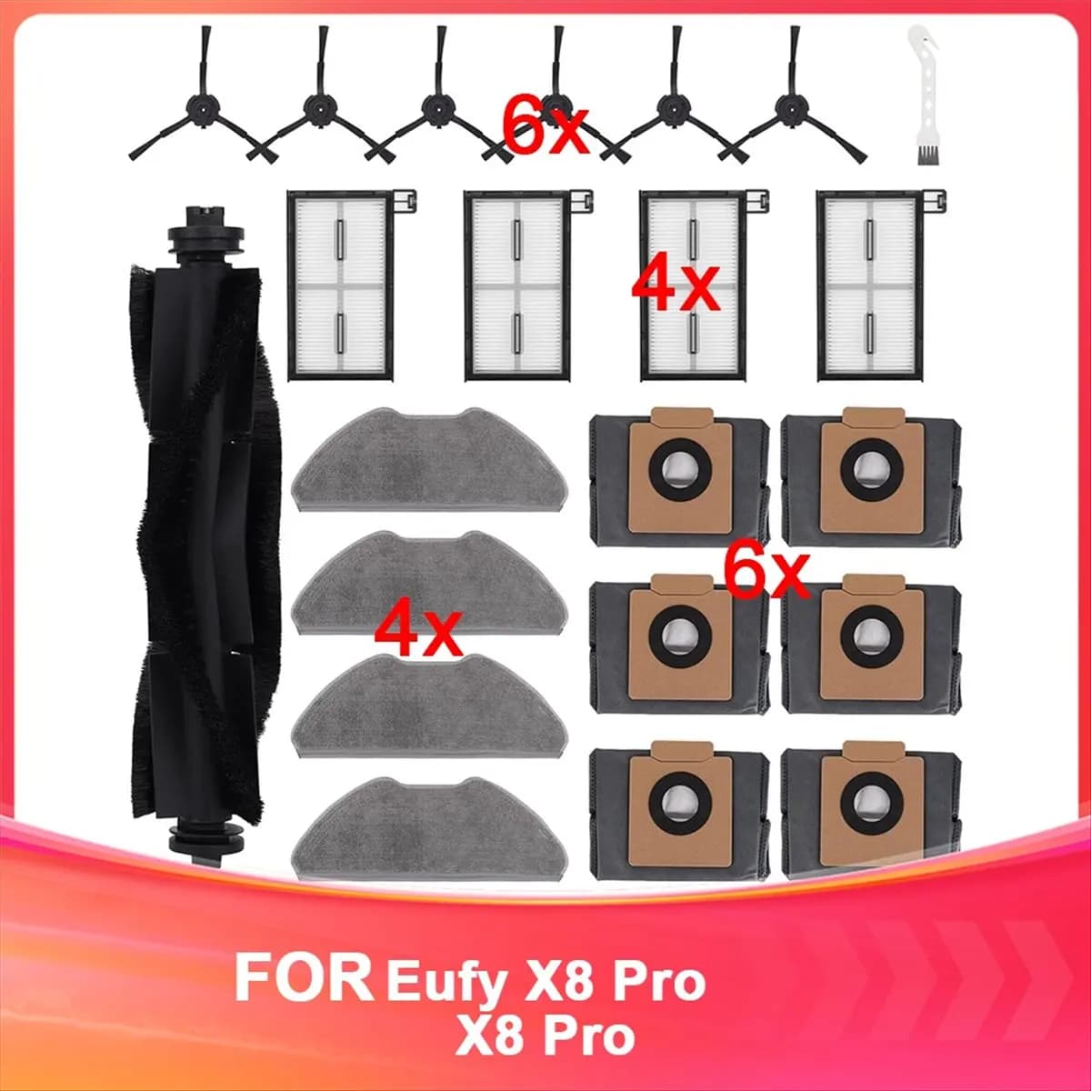 22 pezzi per parti di ricambio per aspirapolvere robot X8 - Kit di accessori X8 Pro, spazzole principali [Zhenyi-TFBC]