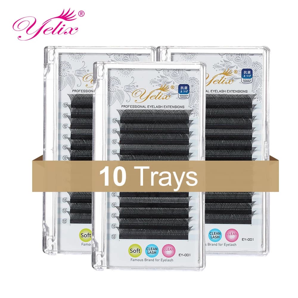Ciglia finte individuali a forma di Y tessute a mano estensione ciglia a fioritura rapida tessere ciglia incrociate Premade Fan Mesh Lash 10 Tray