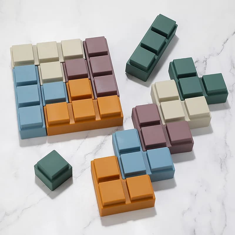 5 pezzi giocattolo per bambini blocchi morbidi blocchi impilabili in silicone massaggiagengive in gomma giocattolo Montessori giocattolo da costruzione in silicone