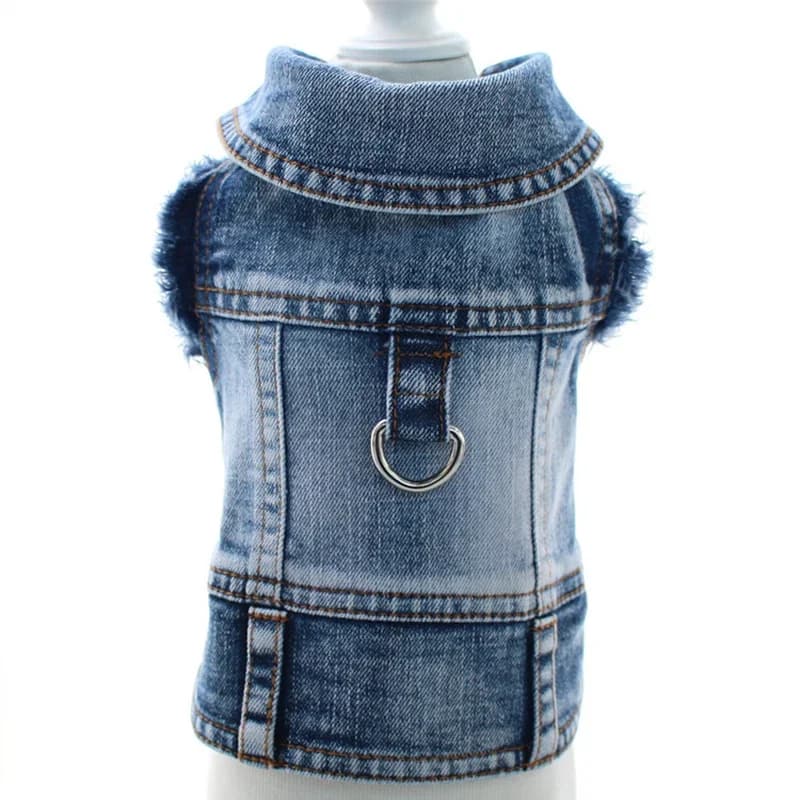 Dog Jeans Jacket Cool Puppy Denim Dog Shirts for Small Medium Dogs Cats Lapel Harness Vests Washed Scratch Design Dog Clothes