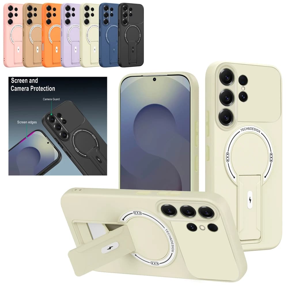 Custodia Magnetica con Cavalletto per Samsung Galaxy S26 S25 Edge S24 S23 S22 Ultra, Supporto Armor per Ricarica Wireless Magsafe