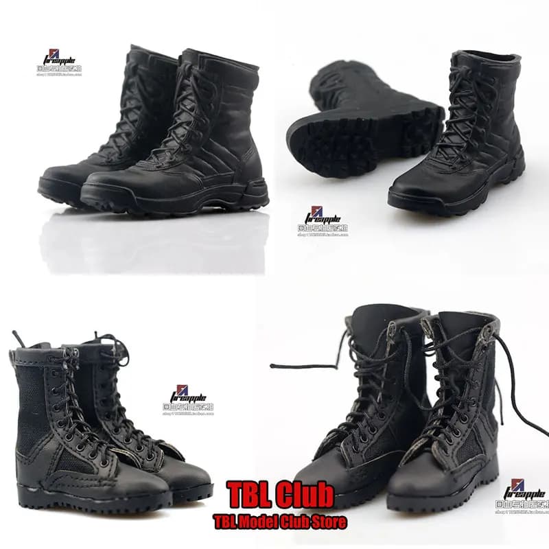 In magazzino 1/6 scala soldato maschio nero Hollow Lace Up stivali da combattimento accessori modello per bambola Action Figure da 12 pollici