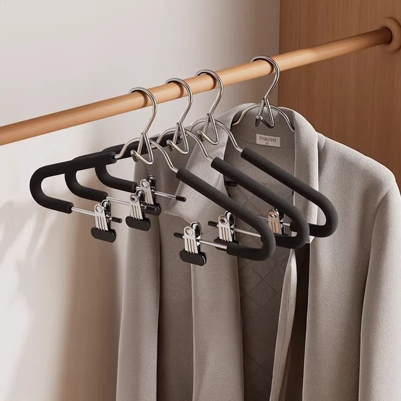 Multipurpose Clothes Hangers with Clips Non-Slip Skirts Pants Hangers Durable Wardrobe Organizer Home Closet Storage Solution