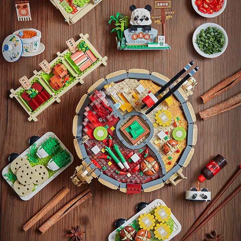 Creative LOZ Hot Pot Building Block Sets Sichuan Style City IDEAS Delicious Food Bricks China Pot DIY Educational Toys for Kids
