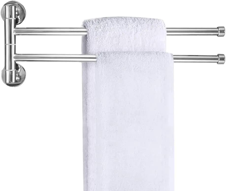 dophee 1pc portasciugamani girevoli a 2 bracci pieghevole portasciugamani girevole barra appendiabiti appendiabiti montato a parete per il bagno