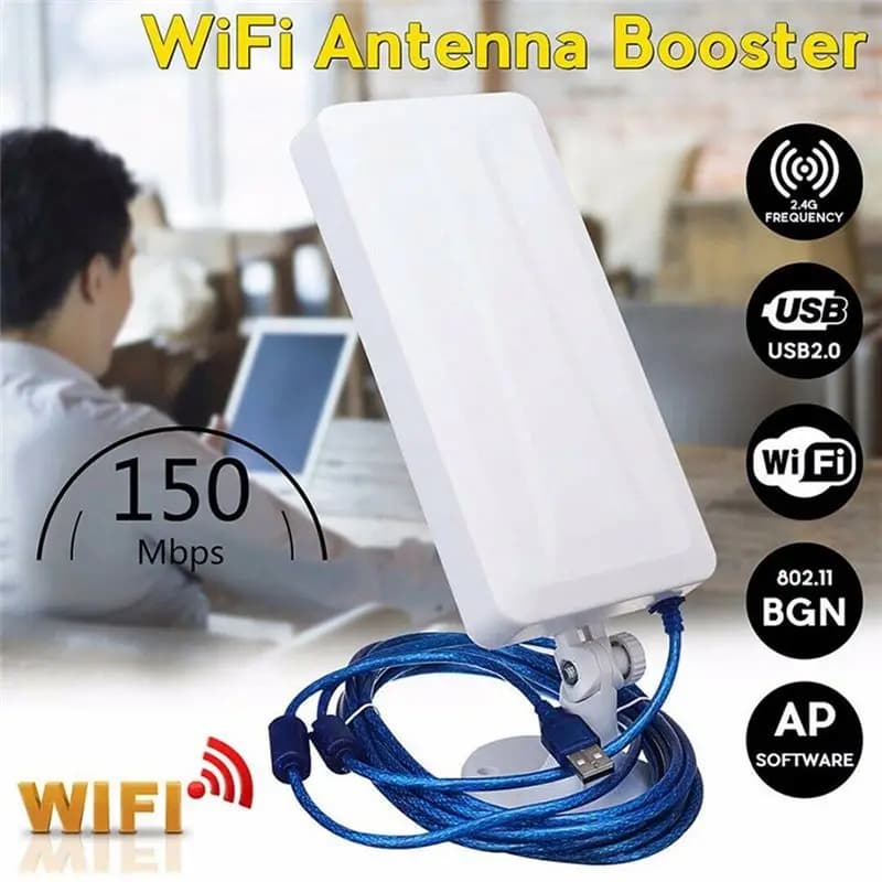 (Idea Regalo) Ripetitore WiFi a Lungo Raggio 150Mbps, Router Wireless da Esterno, Antenna WLAN per Amplificatore 5M