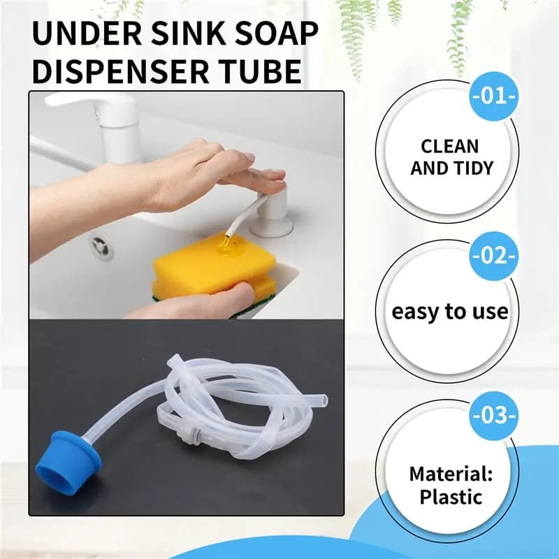 Kit tubo di prolunga per dispenser di sapone A92P per lavello da cucina, tubo dispenser di sapone da 47 pollici sotto il lavello con valvola di non ritorno migliorata