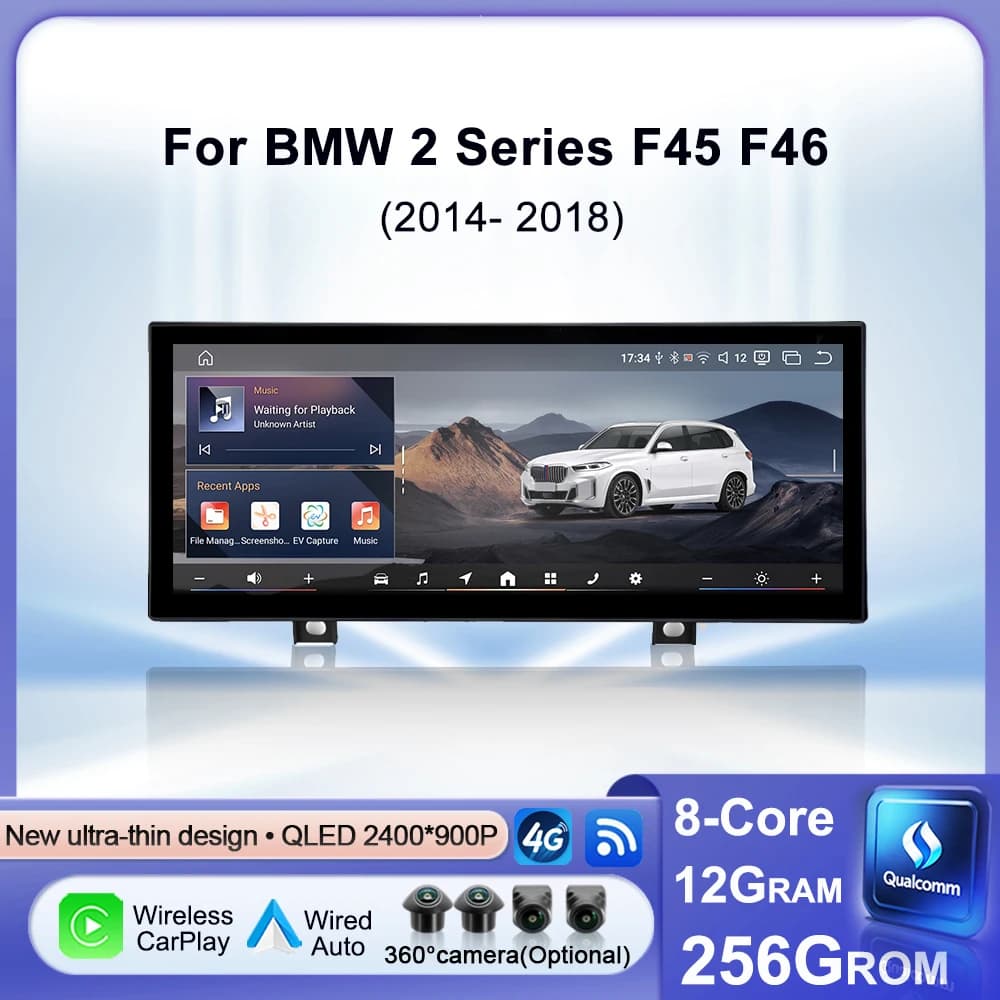 Lettore Multimediale Wireless Carplay per Auto BMW Serie 2 F45 F46 2014-2018 Sistema NBT EVO Navigazione GPS 4G WIFI Stereo Multimediale