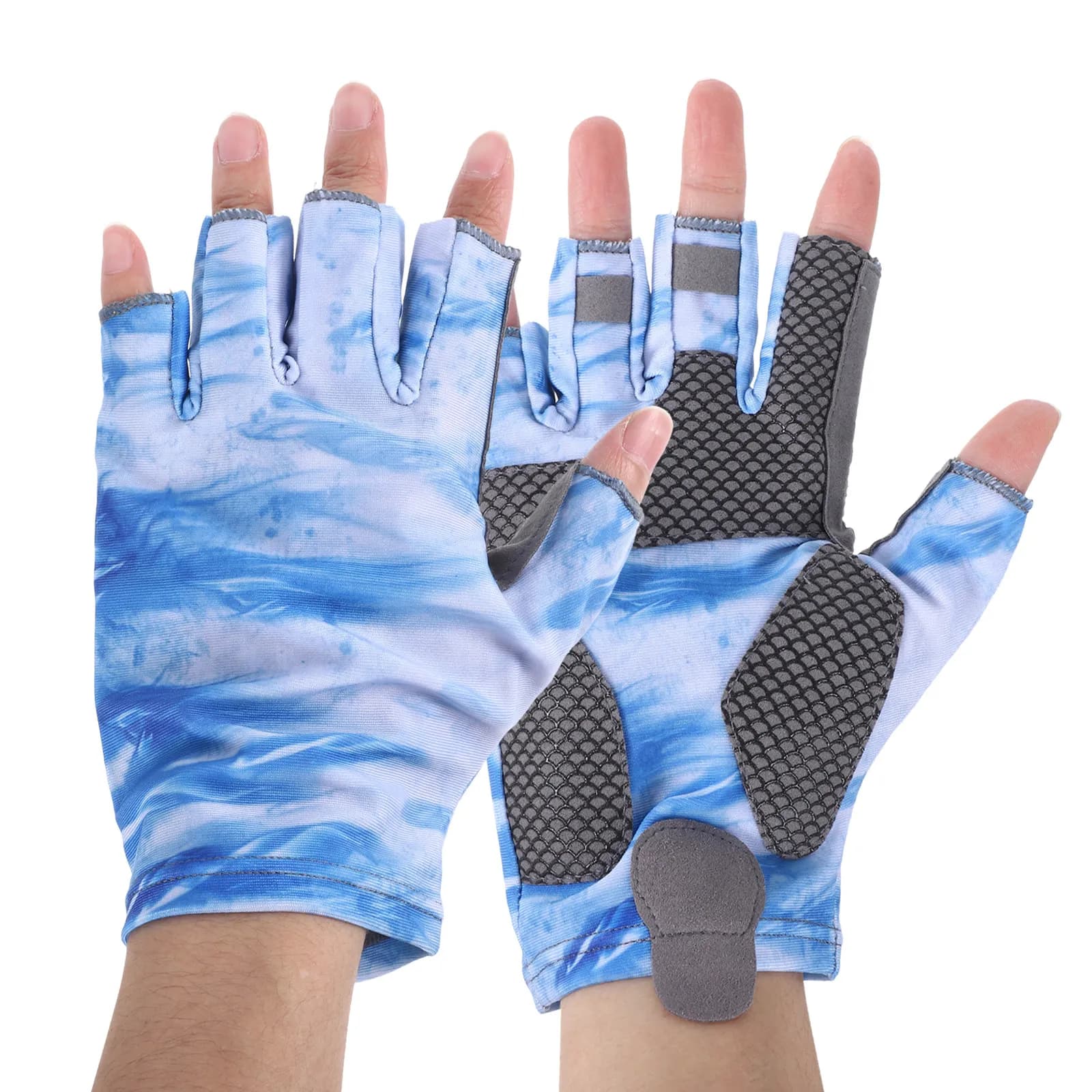 1Pair Outdoor Fishing Gloves Sun Protective Nonskid Half Finger Lightweight Sweat-Wicking Grip Enhanced for Cycling Motorcycling
