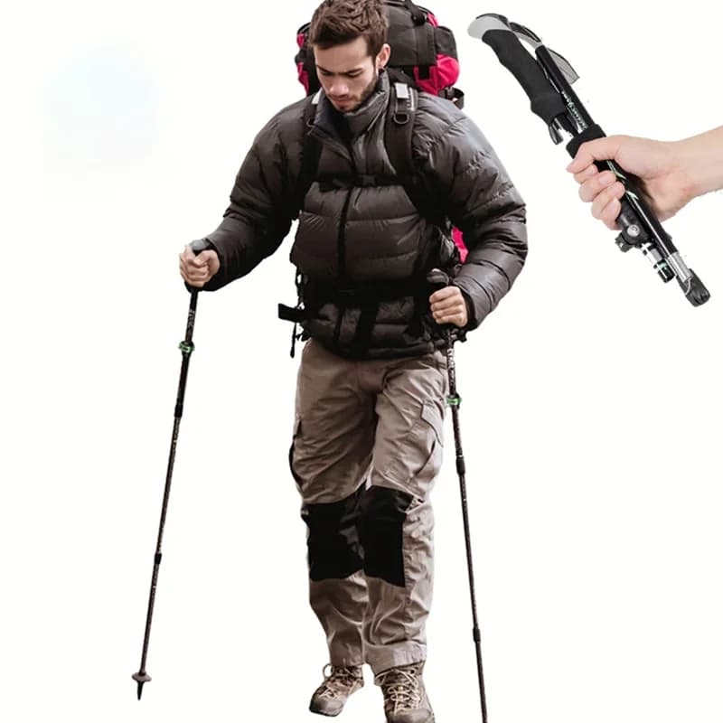 Ultra-light folding trekking poles Nordic walking poles telescopic outdoor camping equipment for trekking