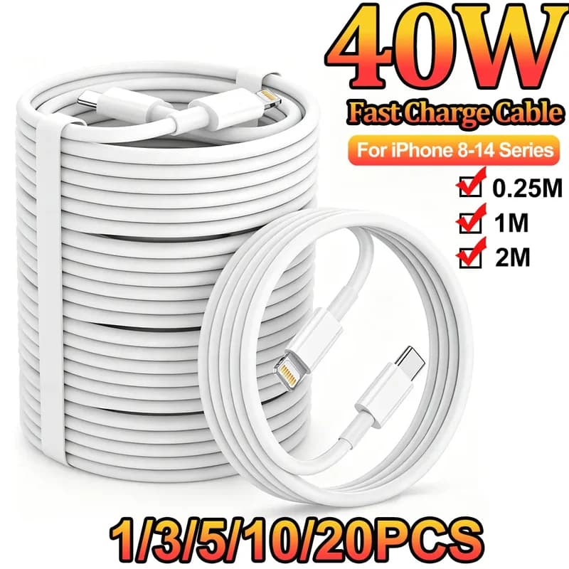 1m 2m 1-20Pcs PD 40W USB C Fast Charge Cable For iPhone 14 13 12 11 Pro Max XS XR 8 7 Plus Quick Charging Data Cable