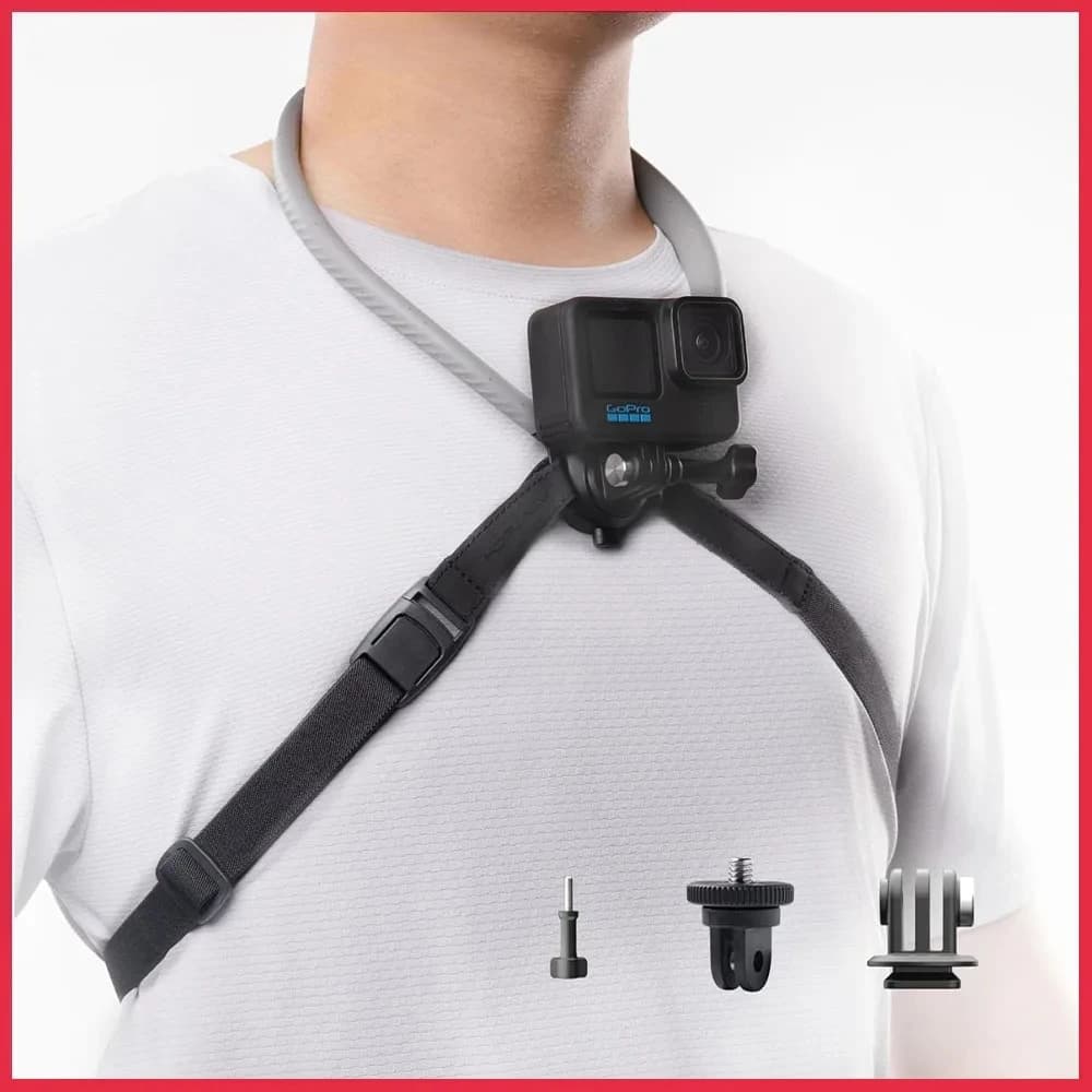 P-GYTECH Caplock Neck Support for GoPro 12/11/10 Insta360/DJI Osmo Action Camera/Silicone Phone Accessories