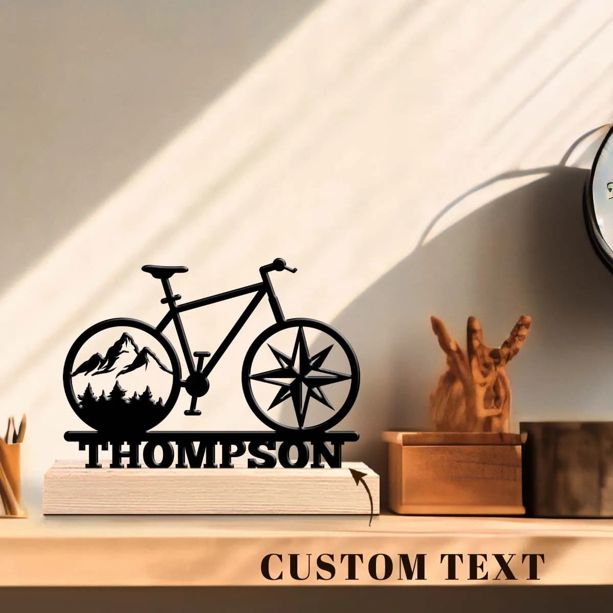 1pc Desktop Metal Ornaments Custom Content Equipped with A Wooden Base Suitable for Fireplaces,Study Rooms,and Offices
