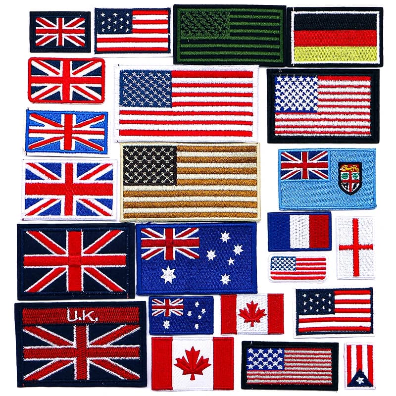 National Flag Patches Set - UK US Canada Germany - Outdoor Iron on Clothing Embroidery Sewing Stickers for DIY Projects