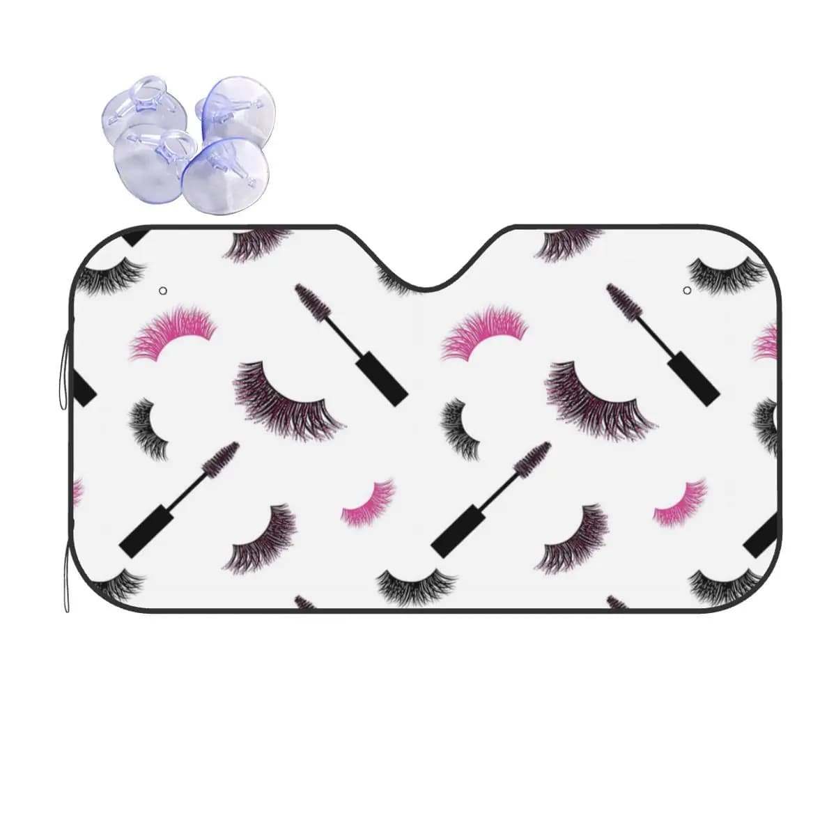 Eyelashes and Mascara with glitter pattern pink Parade Windshield Front windshield for car Window Sun visor Accessories Covers