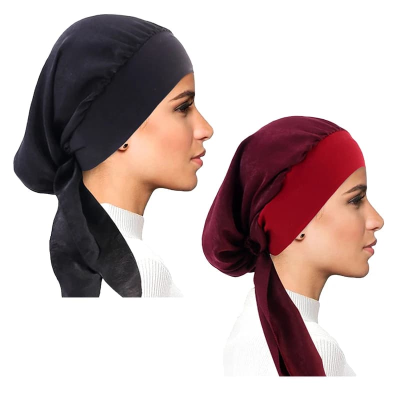 2 PZ/LOTTO Donne Musulmane Pre-Agato Turbante Cap Foulard Hijab Chemio Cappello Perdita di Capelli Foulard Wrap Strech Bandana Accessori Per Capelli