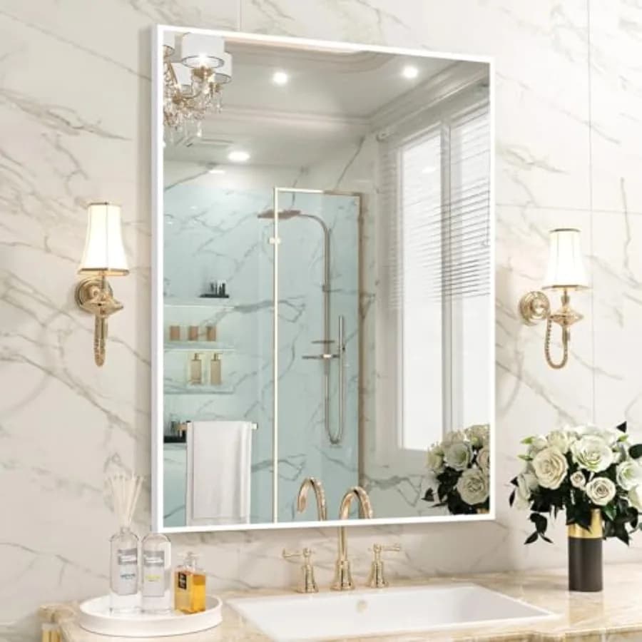 Specchi da Bagno per Sopra il Lavabo 24"x36", Specchio per Mobile Bagno, Specchio con Cornice per Lavabo