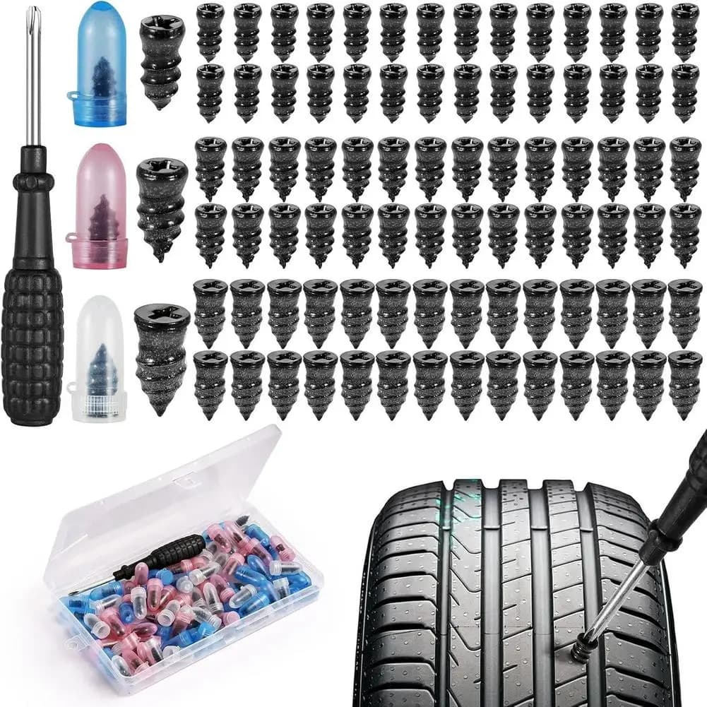 Riparazione pneumatici per auto Chiodi in gomma Riparazione foratura moto con riparazione Strumenti in gomma Chiodi Kit cacciavite per pneumatici Aspirapolvere per pneumatici C3B1