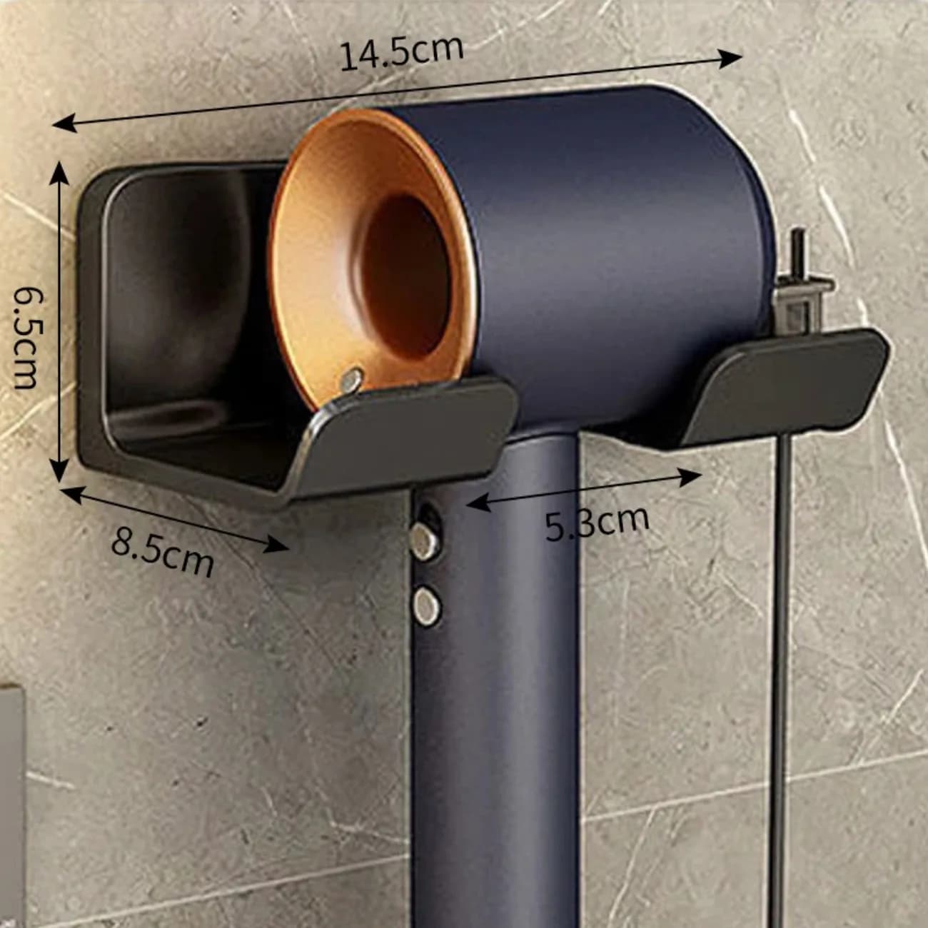 Supporto universale per asciugacapelli – Moderno supporto da parete per strumenti per capelli, facile da installare in bagno o camera da letto