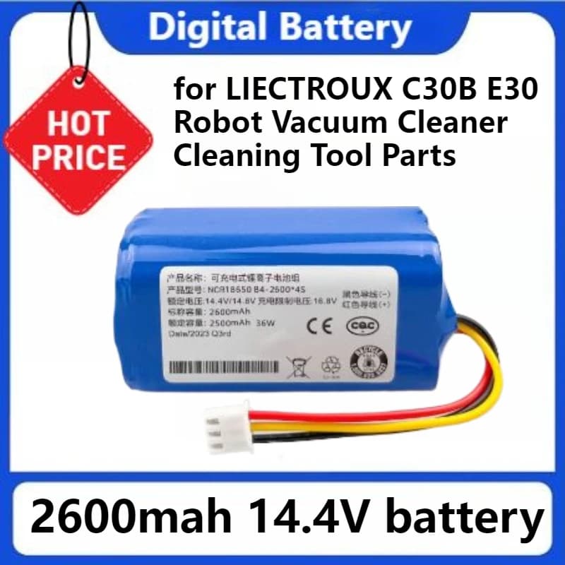 18650 Batteria agli ioni di litio per LIECTROUX C30B E30 Robot Aspirapolvere Parti dello strumento di pulizia 2600mAh 14.4v Batteria