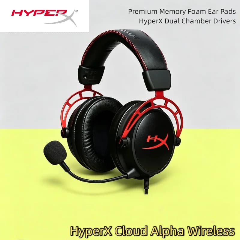 Cuffie Wireless HyperX Cloud Alpha con 300 Ore di Autonomia, Audio Spaziale DTS Headphone X, Memory Foam per PC Prime
