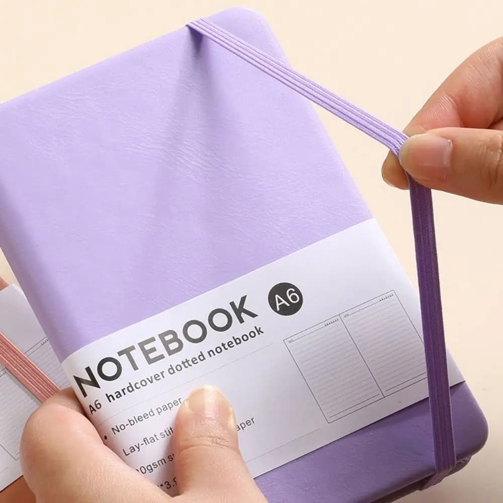 Taccuino A6 con Cinturino, Mini Agenda, Organizer, Diario, Blocco Note Tascabile per Appunti, Copertina Spessa