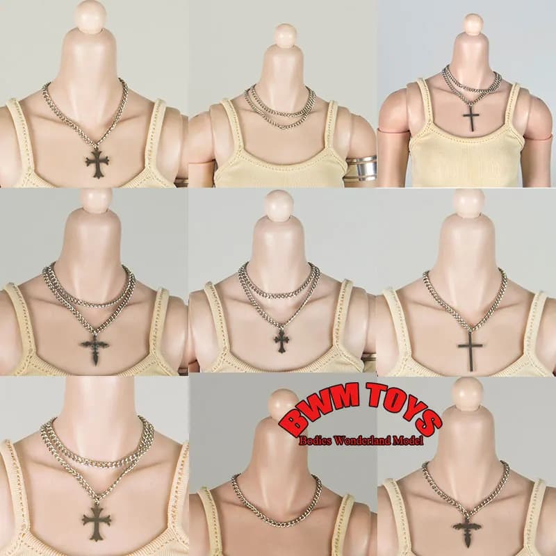 In Magazzino CHILI 1/6 1/12 Bilancia Soldato Femminile Collana di Metallo Croce Ciondolo Punk Modello Gioielli Per 12 ''6 ''Action Figure bambola