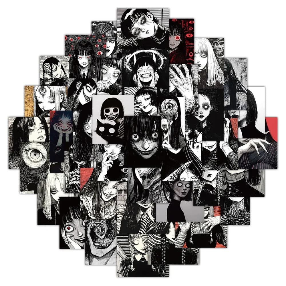 10/30/50 pezzi nero bianco stile horror ragazza adesivi cartoni animati decalcomanie graffiti scuri valigia casco notebook pacchetto di adesivi impermeabili