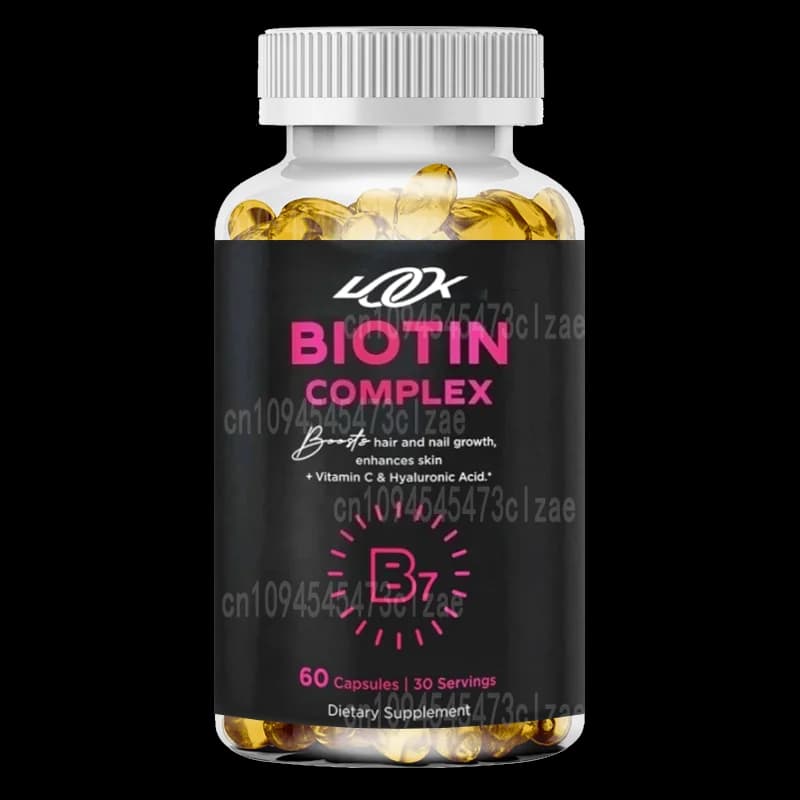 Biotin supplements containing hyaluronic acid, dimethyl sulphuride, collagen and vitamin C for hair, skin and nails 60 capsules