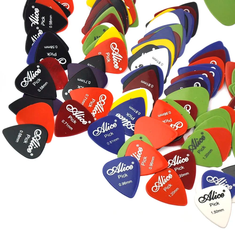 Lots of 100pcs Alice Modified ABS Glossy Guitar Picks Standard Plectra AP-100P Multi Thickness