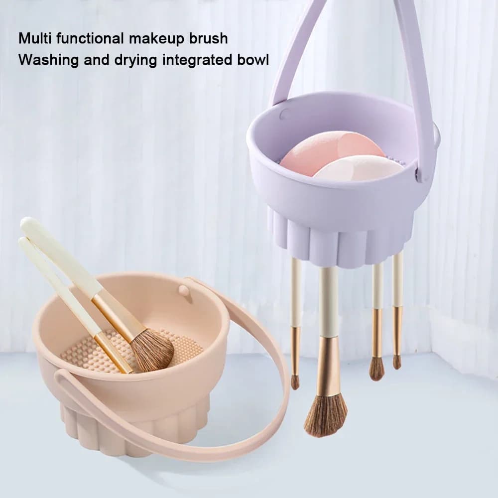 1 pcs silicone washing bowl cleaning box for makeup brushes set of tools to dry the eggs powder washer sponge storage artifact