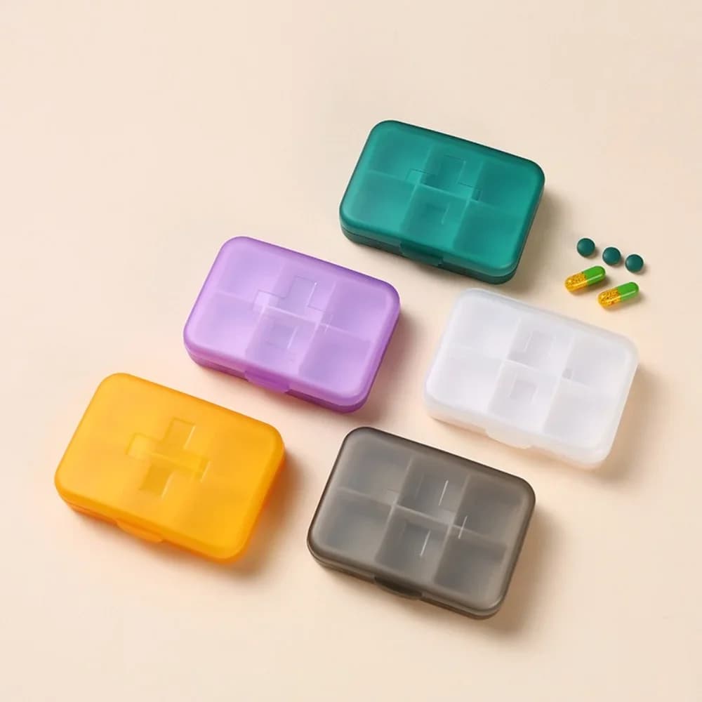 Nuovo piccolo portatile da viaggio settimana giornaliero 6 griglie custodia scatola organizzatore tablet pillole contenitore di stoccaggio per medicinali vitamine oli di pesce