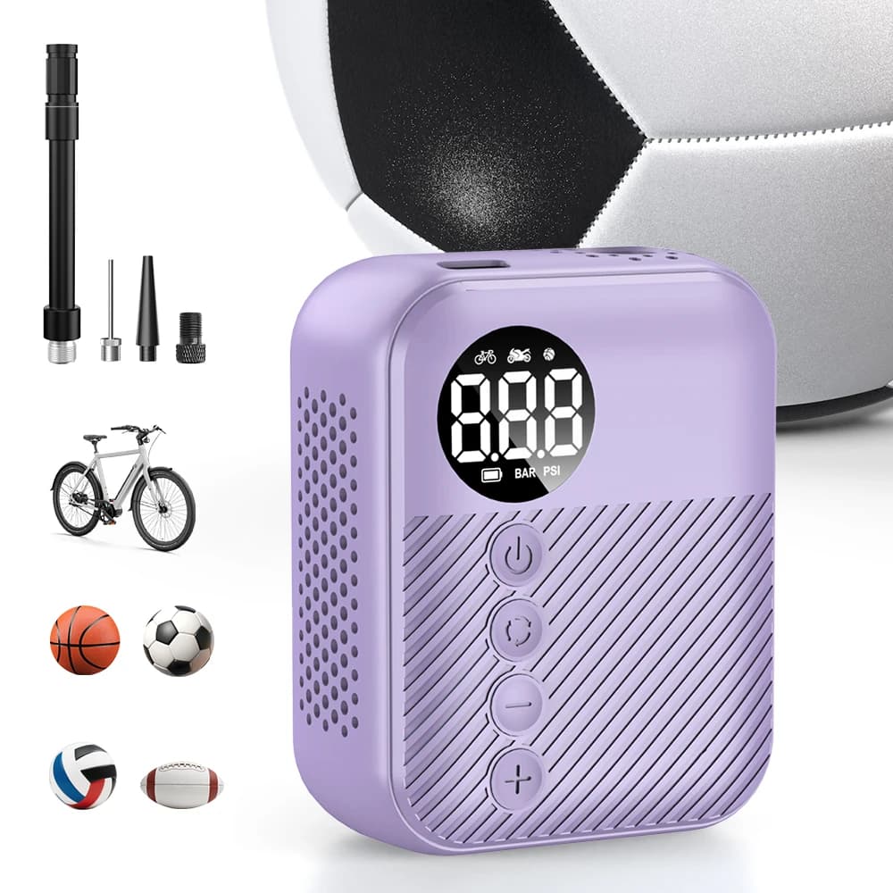 Pompa d'Aria Ricaricabile Mini per Biciclette Carsun - Gonfiatore Portatile con Manometro Digitale per Pneumatici di Bici da Strada e Mountain Bike